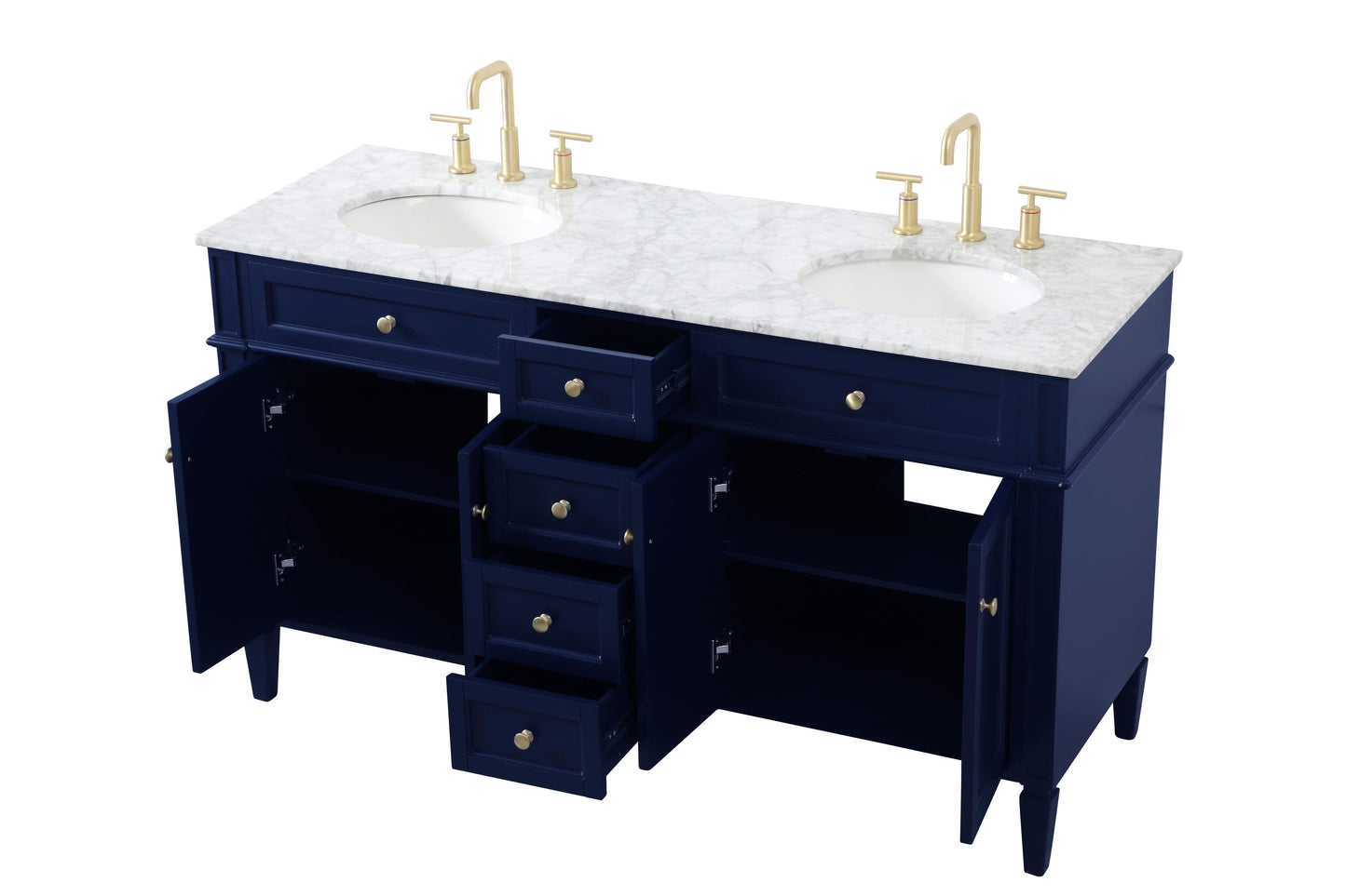 60 inch Double Bathroom Vanity in Blue - BC120D6035BL