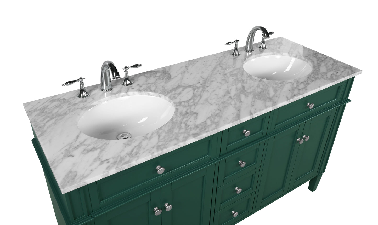 60 inch Double Bathroom Vanity in Green - BC120D6035GN