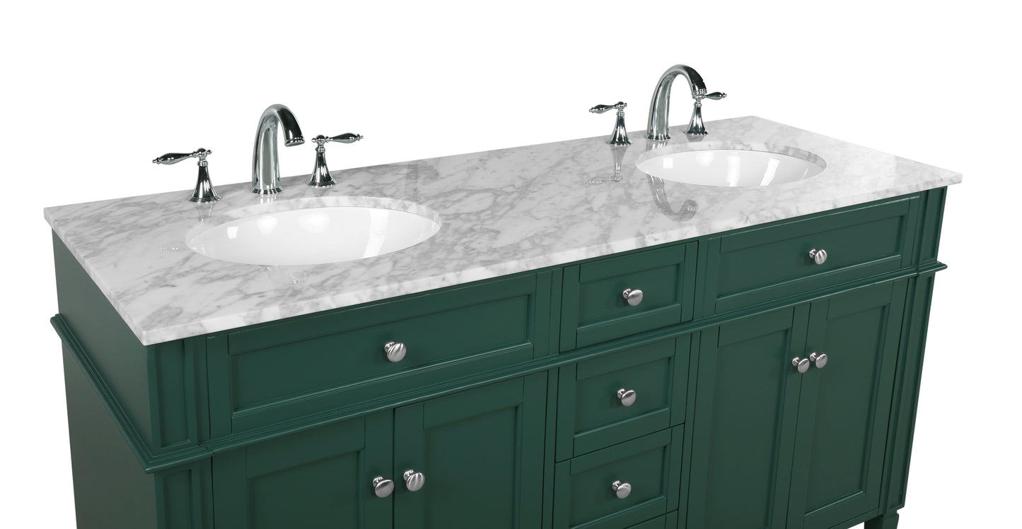 60 inch Double Bathroom Vanity in Green - BC120D6035GN