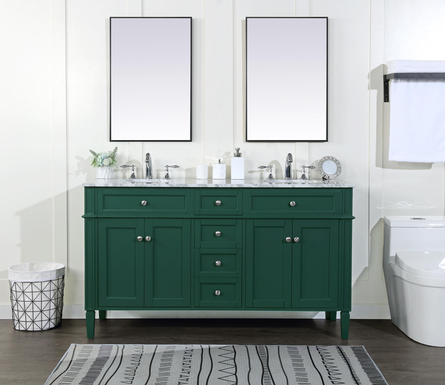 60 inch Double Bathroom Vanity in Green - BC120D6035GN