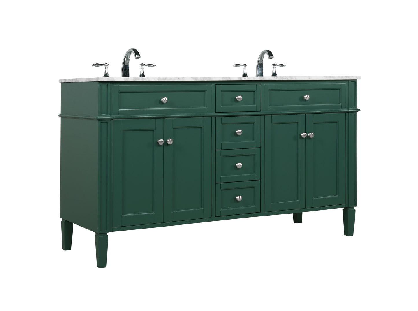 60 inch Double Bathroom Vanity in Green - BC120D6035GN