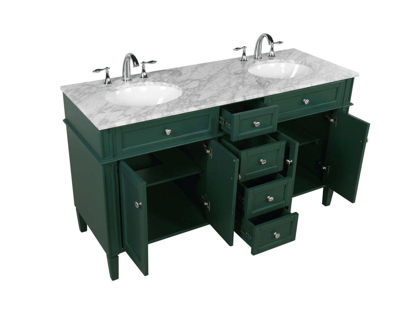 60 inch Double Bathroom Vanity in Green - BC120D6035GN