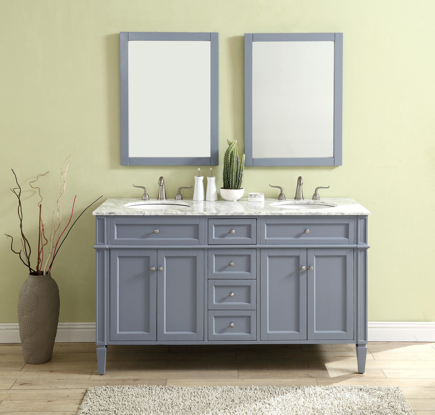 60 in. Double Bathroom Vanity Set in Grey - BC120D6035GR