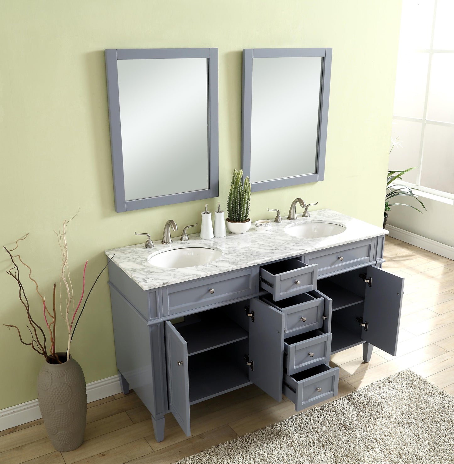 60 in. Double Bathroom Vanity Set in Grey - BC120D6035GR