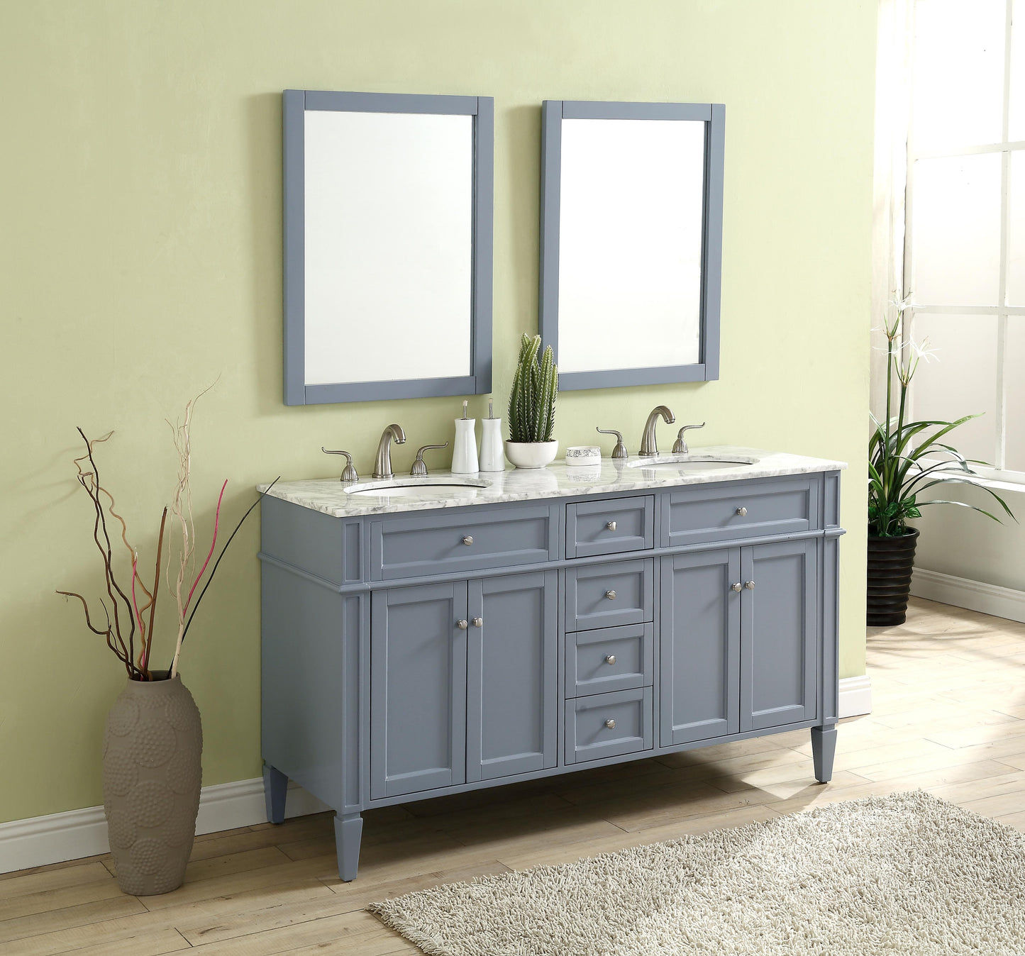 60 in. Double Bathroom Vanity Set in Grey - BC120D6035GR