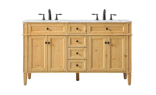 60 inch Double Bathroom Vanity in Natural Wood - BC120D6035NW