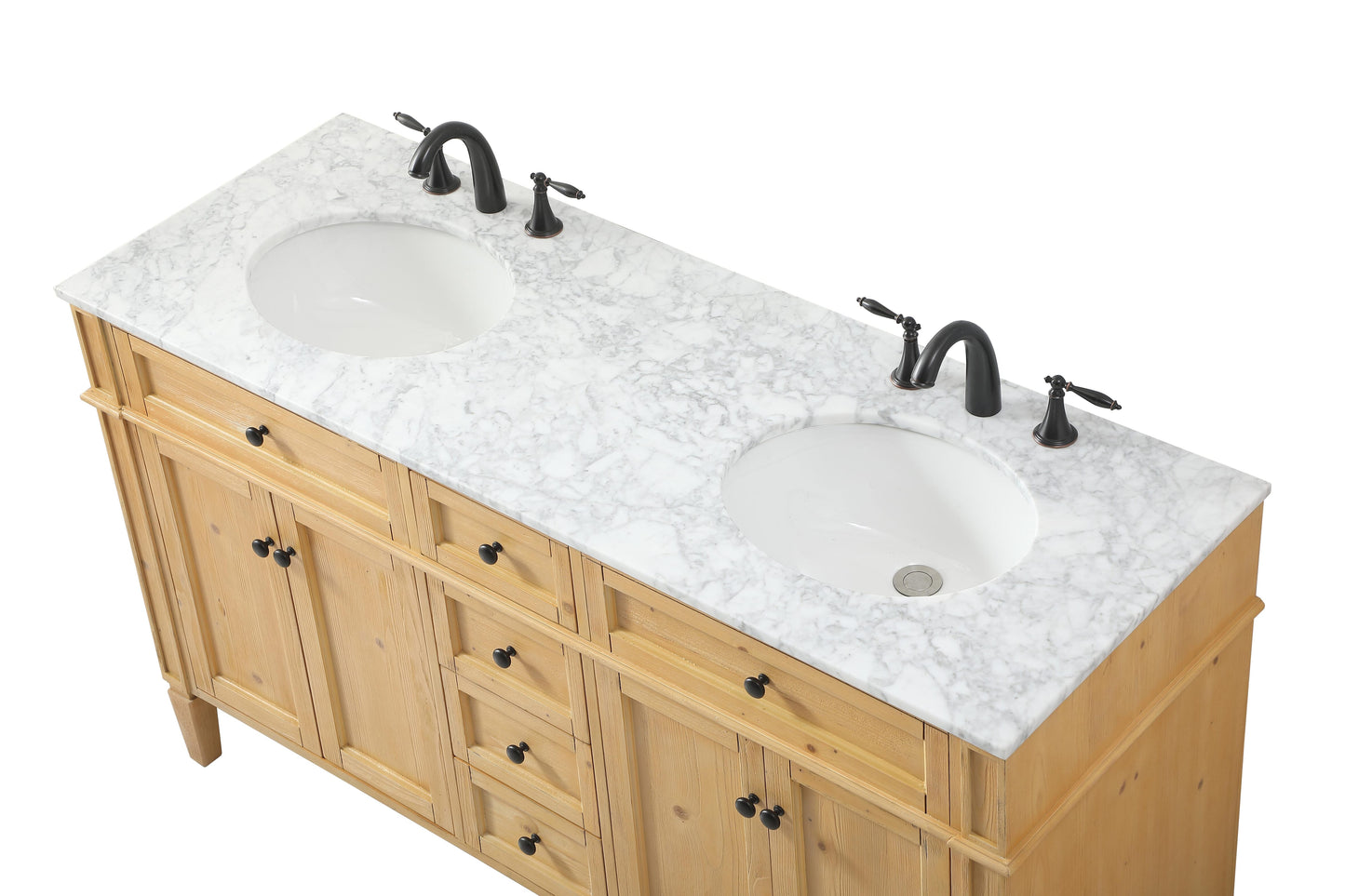 60 inch Double Bathroom Vanity in Natural Wood - BC120D6035NW