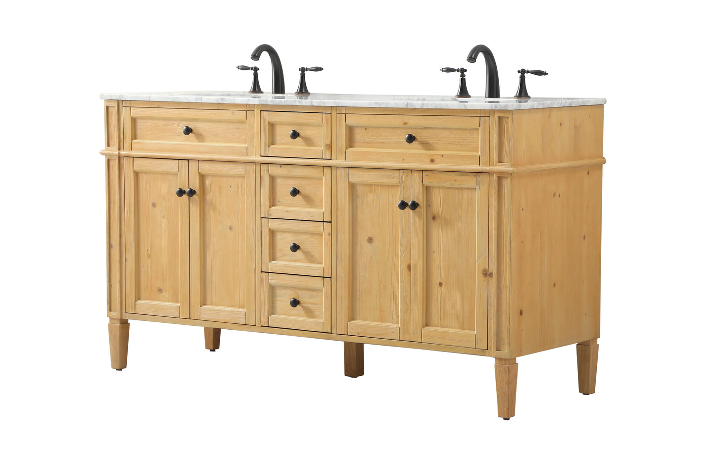 60 inch Double Bathroom Vanity in Natural Wood - BC120D6035NW