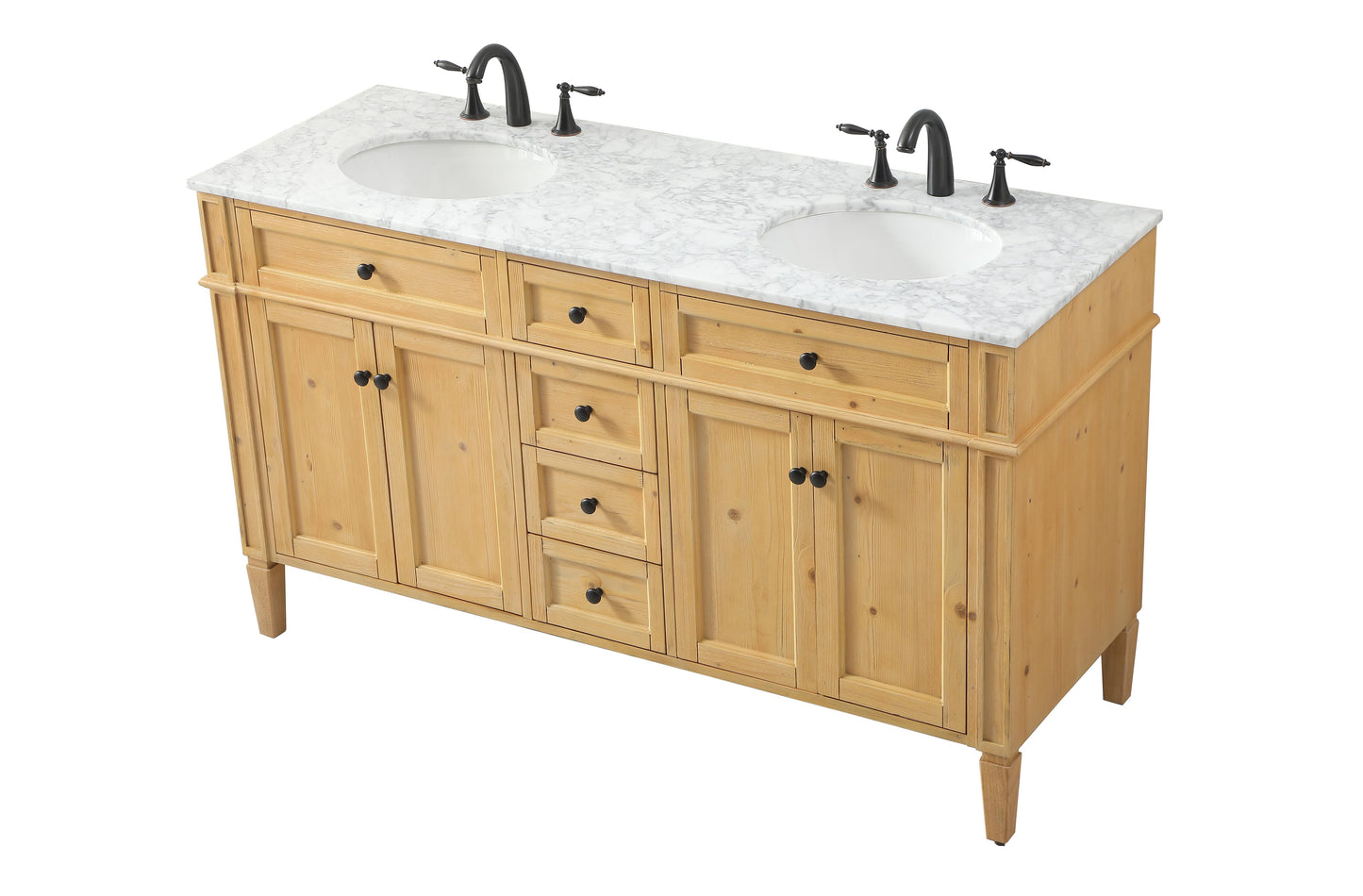 60 inch Double Bathroom Vanity in Natural Wood - BC120D6035NW