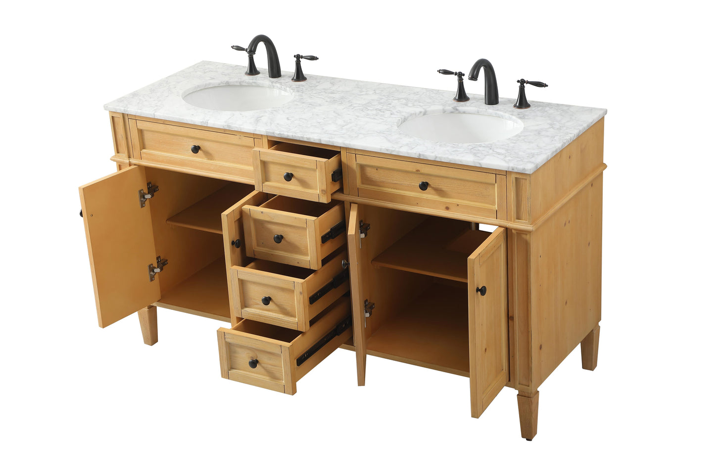 60 inch Double Bathroom Vanity in Natural Wood - BC120D6035NW