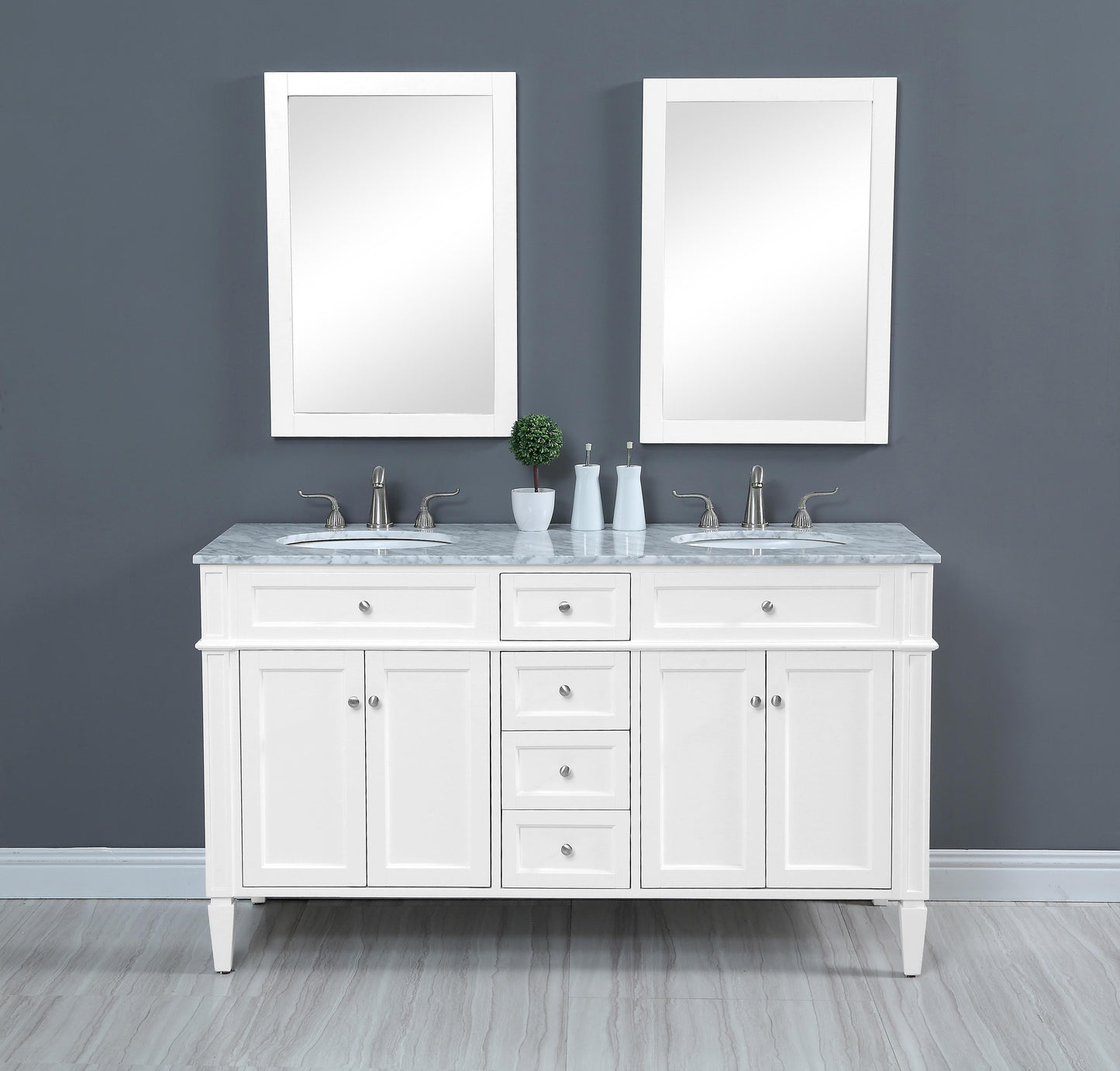 60 in. Double Bathroom Vanity Set in White - BC120D6035WH