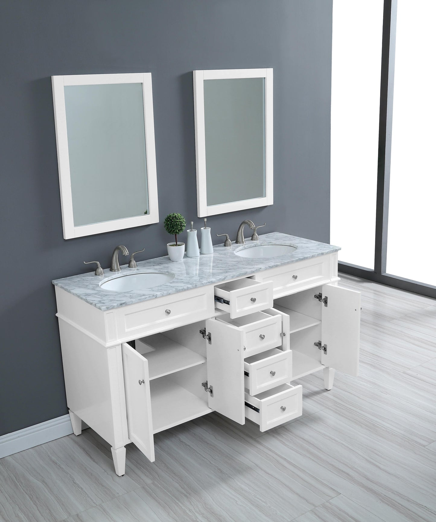 60 in. Double Bathroom Vanity Set in White - BC120D6035WH