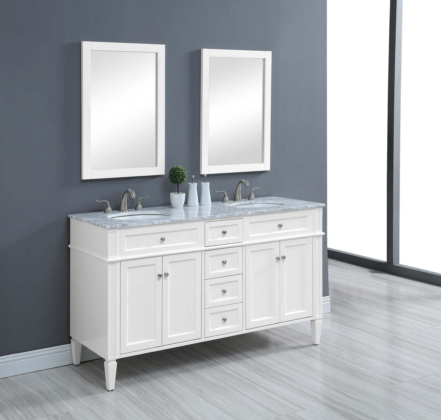 60 in. Double Bathroom Vanity Set in White - BC120D6035WH