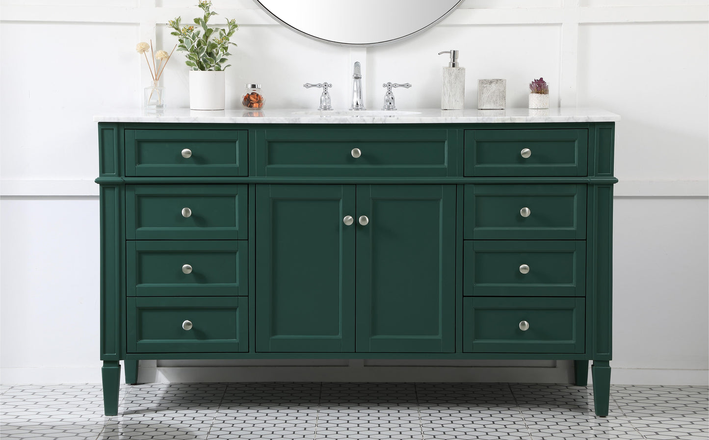 60 inch Single Bathroom Vanity in Green - BC1206035GN