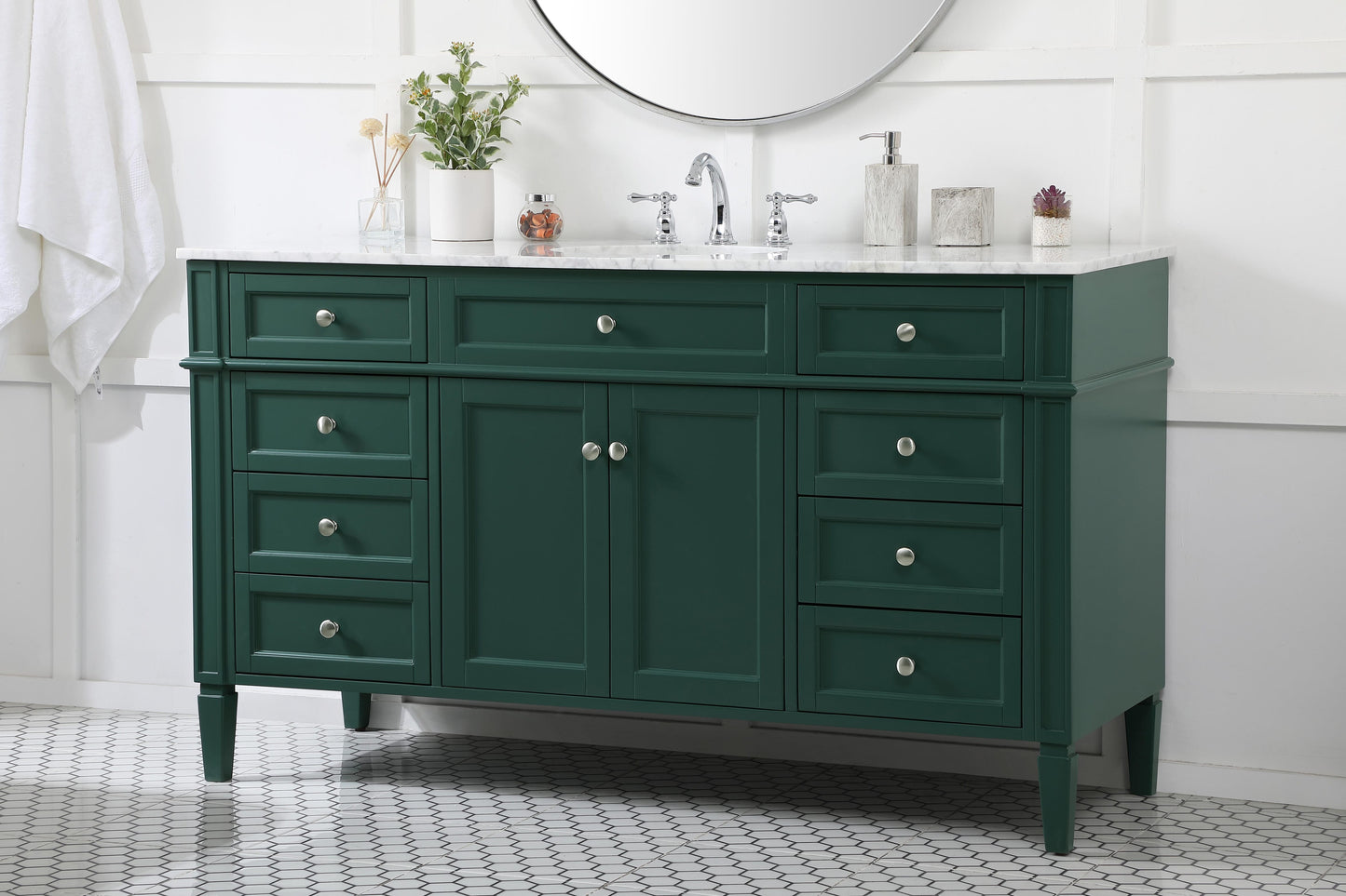 60 inch Single Bathroom Vanity in Green - BC1206035GN