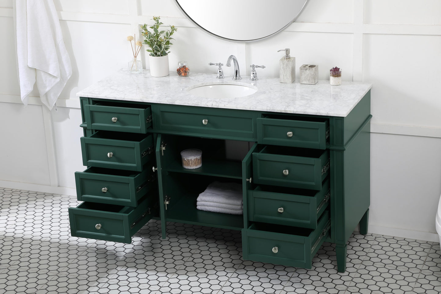 60 inch Single Bathroom Vanity in Green - BC1206035GN