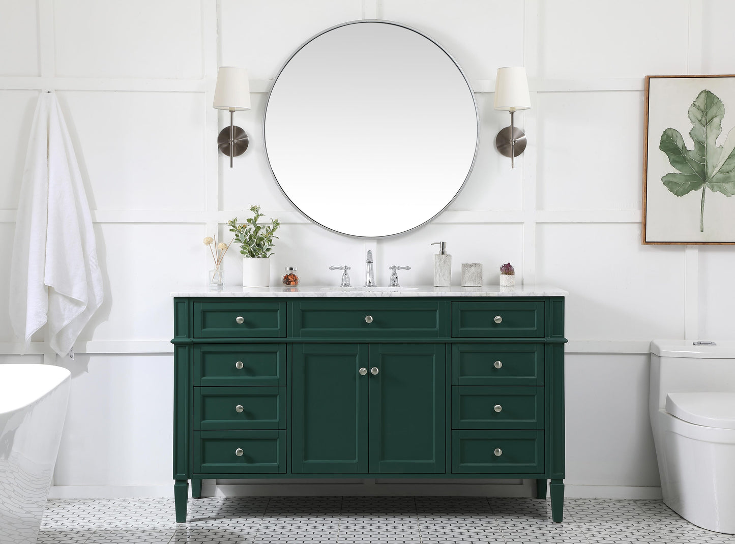 60 inch Single Bathroom Vanity in Green - BC1206035GN