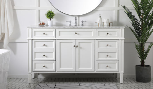 60 inch Single Bathroom Vanity in White - BC1206035WH