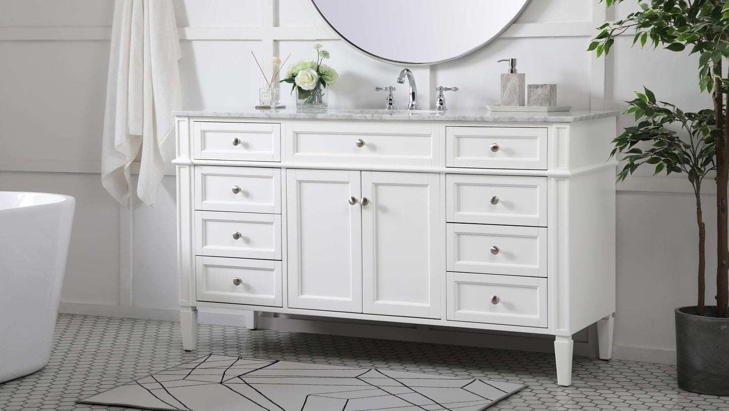 60 inch Single Bathroom Vanity in White - BC1206035WH