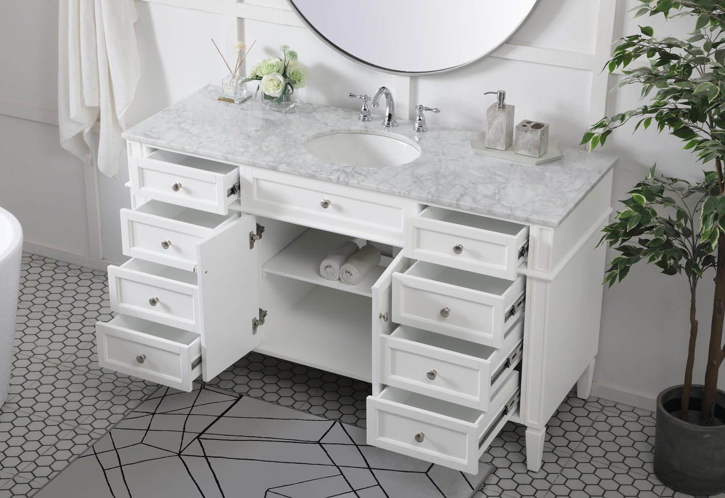 60 inch Single Bathroom Vanity in White - BC1206035WH