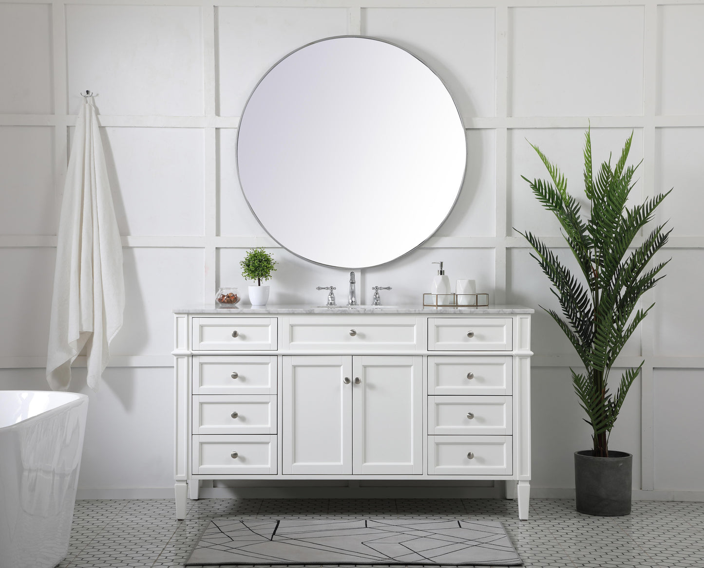 60 inch Single Bathroom Vanity in White - BC1206035WH