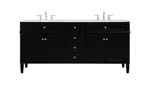 72 inch Double Bathroom Vanity in Black - BC120D7235BK