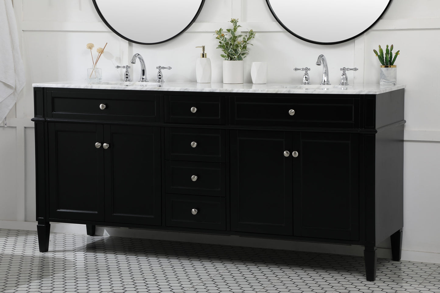 72 inch Double Bathroom Vanity in Black - BC120D7235BK