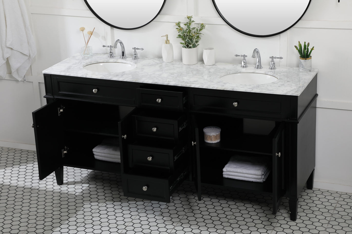 72 inch Double Bathroom Vanity in Black - BC120D7235BK