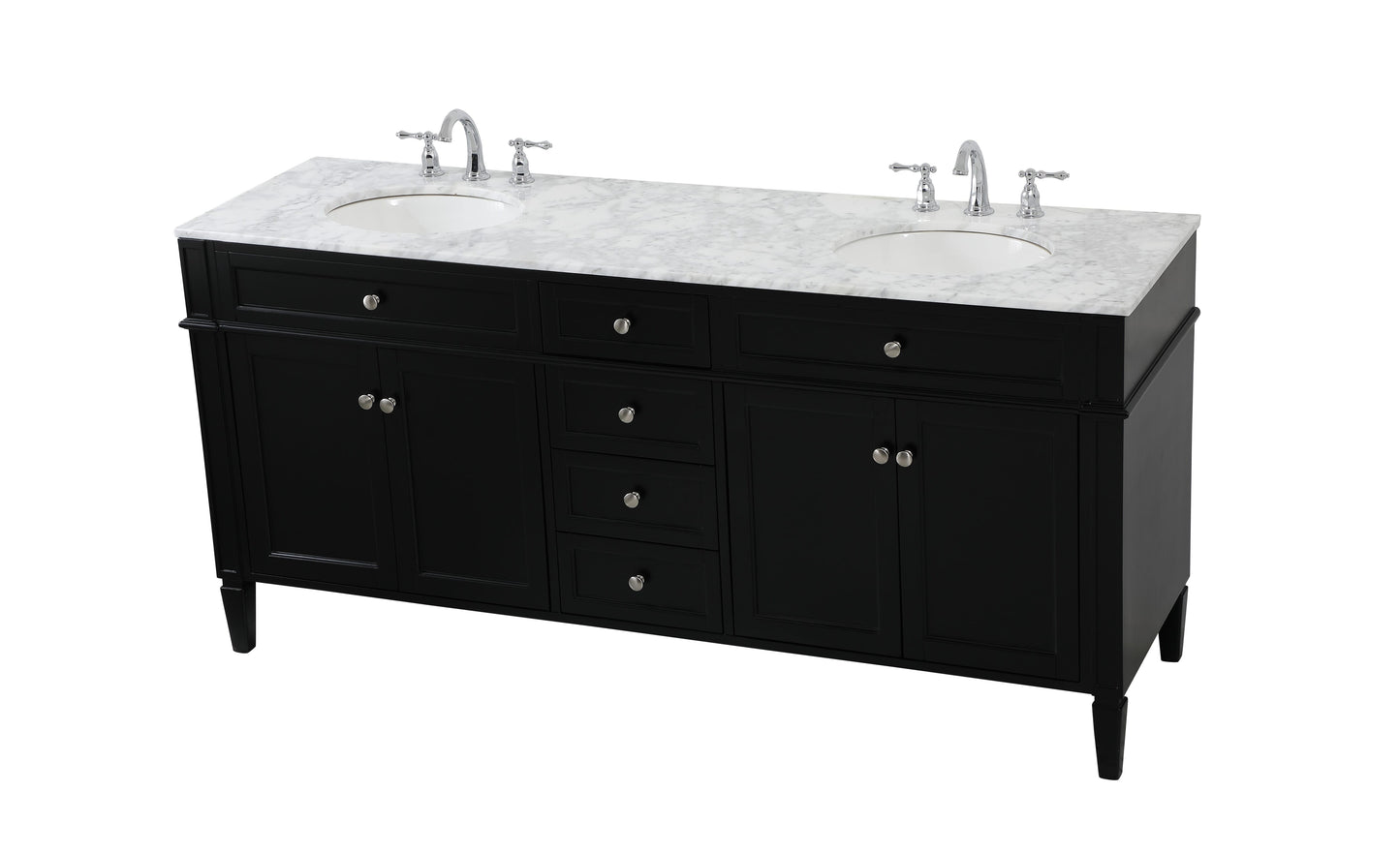 72 inch Double Bathroom Vanity in Black - BC120D7235BK