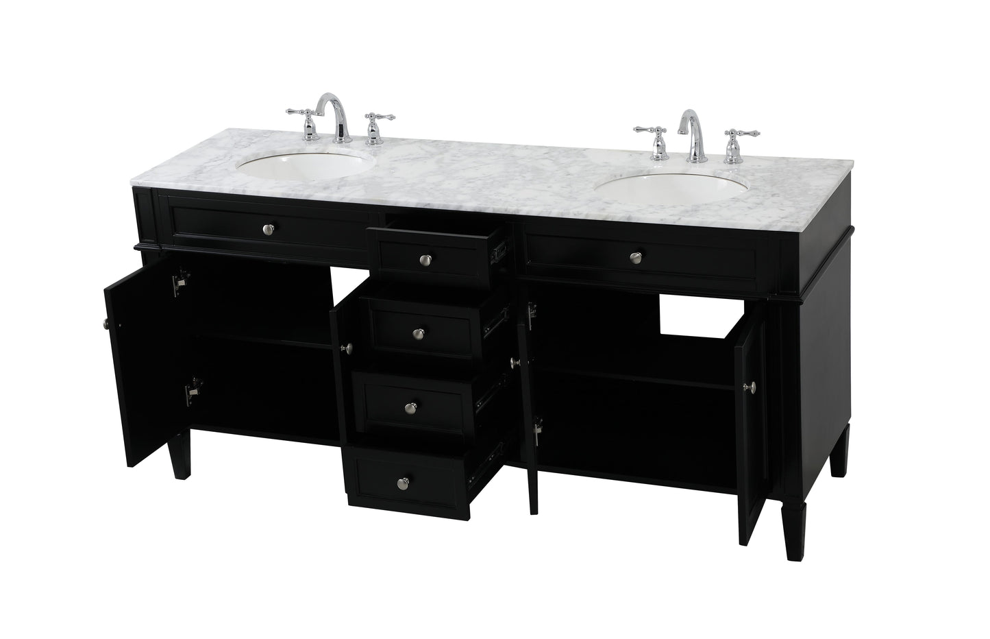 72 inch Double Bathroom Vanity in Black - BC120D7235BK