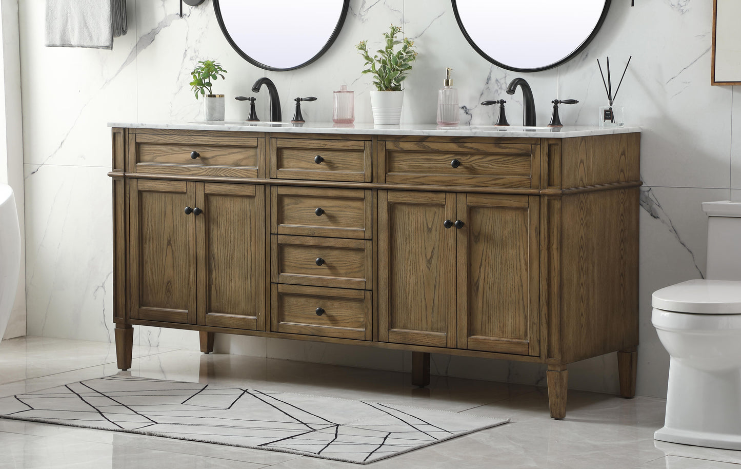 72 inch Double Bathroom Vanity in Driftwood - BC120D7235DW