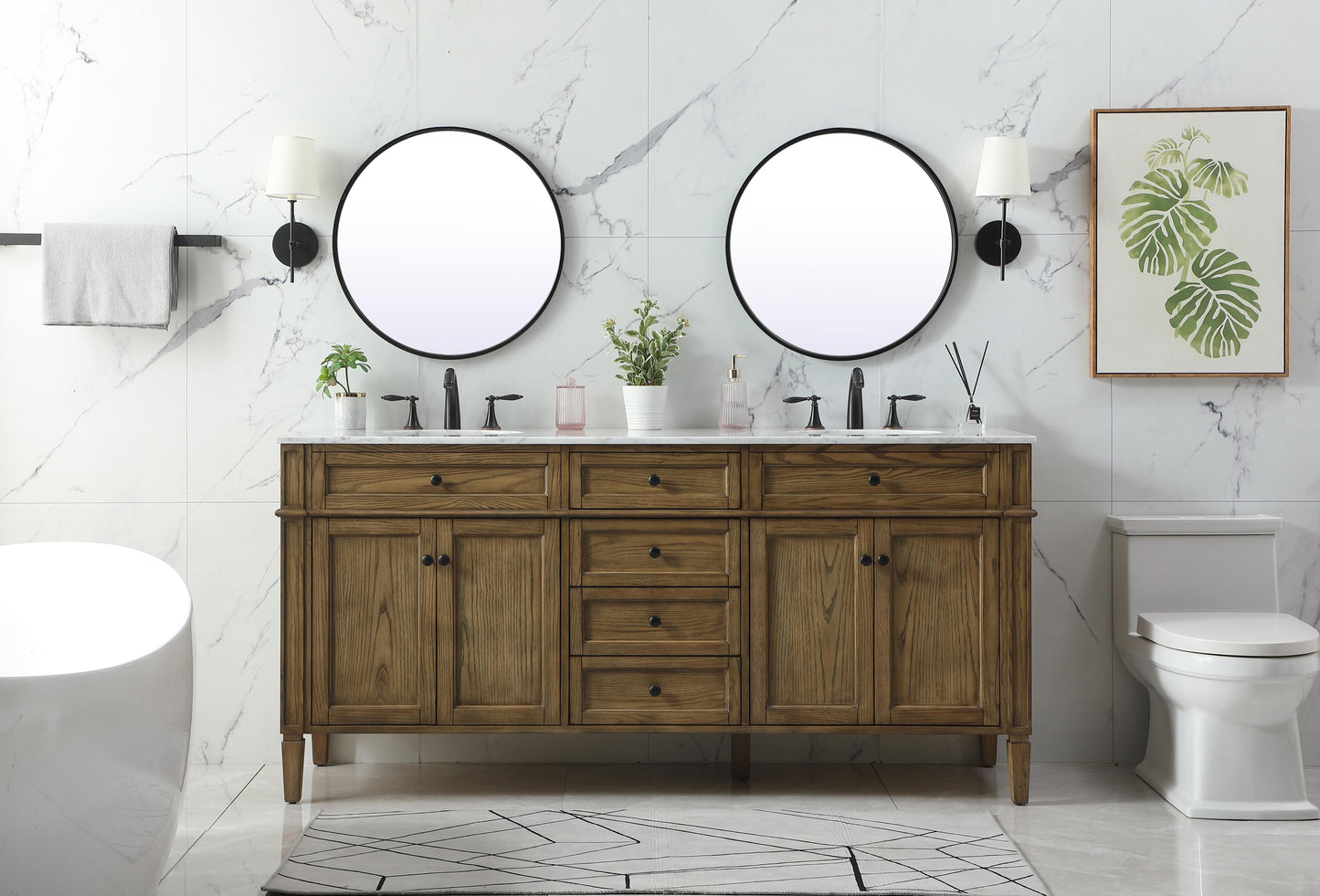 72 inch Double Bathroom Vanity in Driftwood - BC120D7235DW