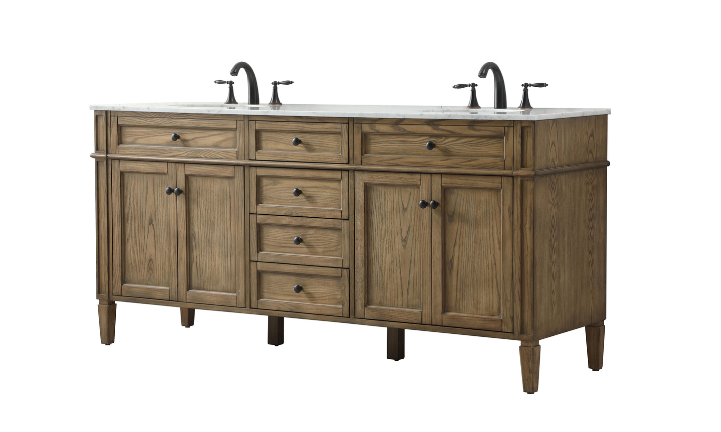 72 inch Double Bathroom Vanity in Driftwood - BC120D7235DW