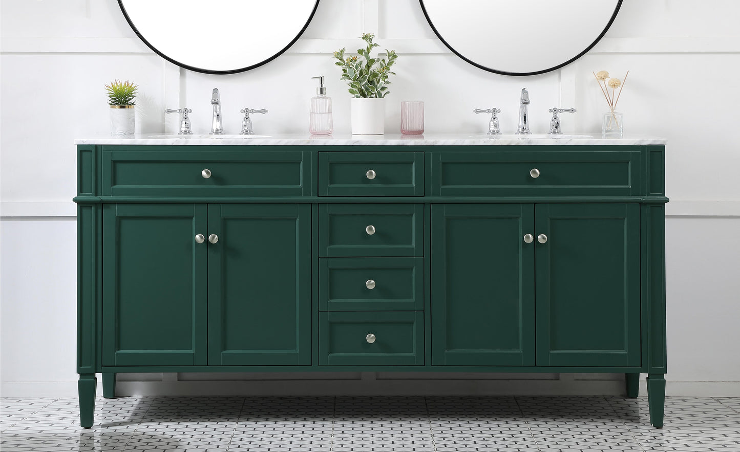 72 inch Double Bathroom Vanity in Green - BC120D7235GN