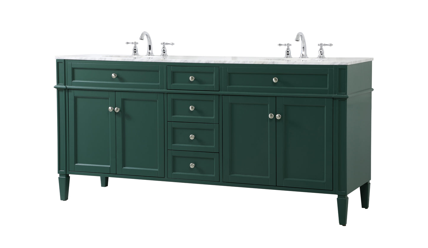 72 inch Double Bathroom Vanity in Green - BC120D7235GN