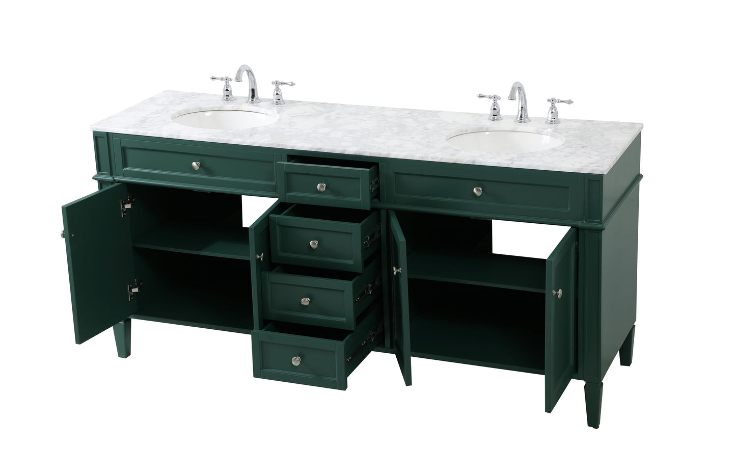 72 inch Double Bathroom Vanity in Green - BC120D7235GN