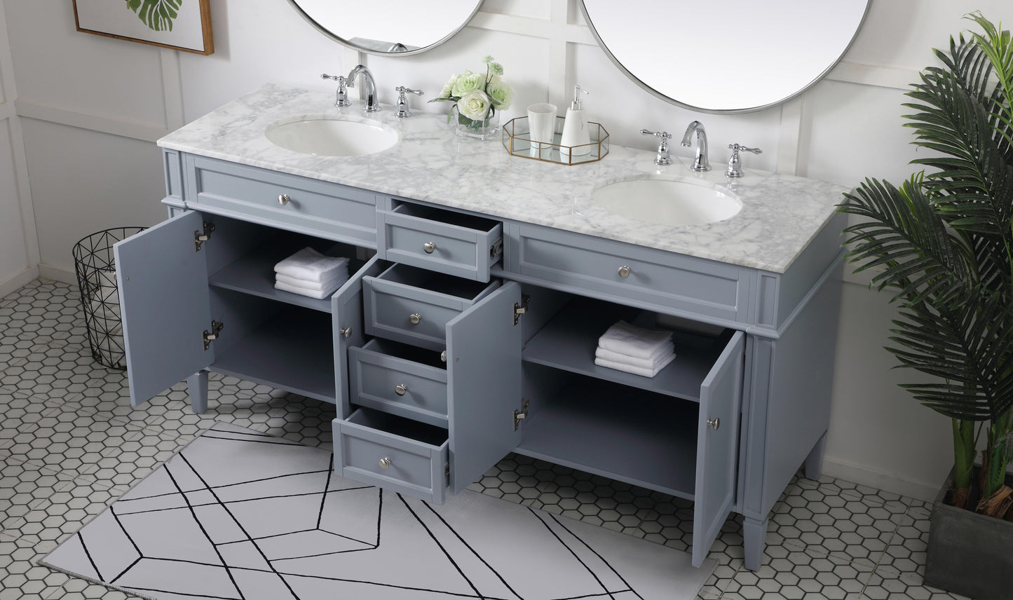 72 inch Double Bathroom Vanity in Grey - BC120D7235GR