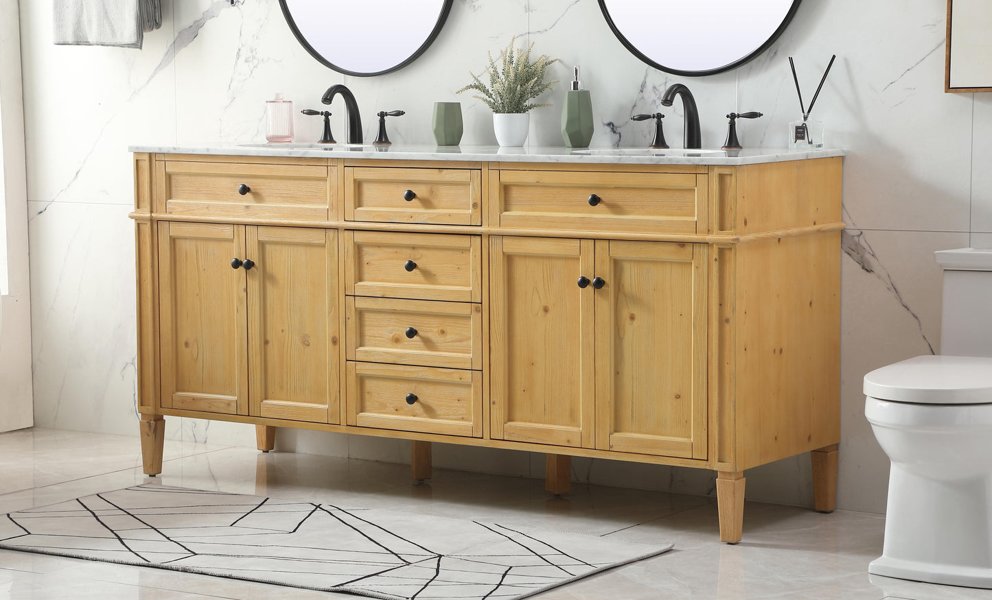 72 inch Double Bathroom Vanity in Natural Wood - BC120D7235NW