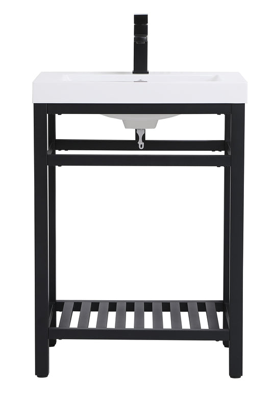 24 inch Single Bathroom Metal Vanity in Black - BC1302434BK