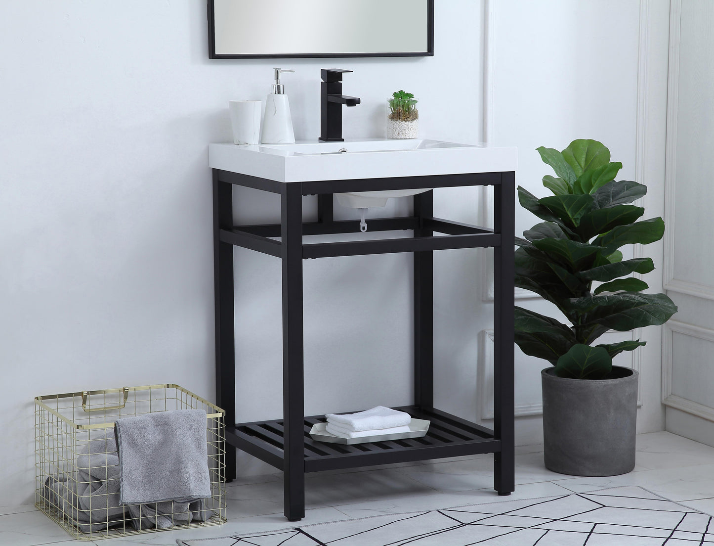 24 inch Single Bathroom Metal Vanity in Black - BC1302434BK