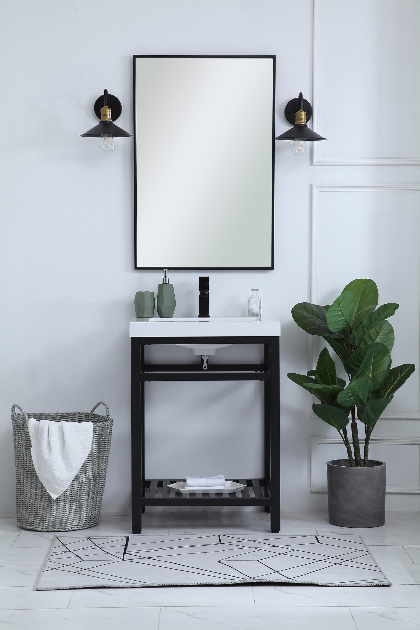 24 inch Single Bathroom Metal Vanity in Black - BC1302434BK