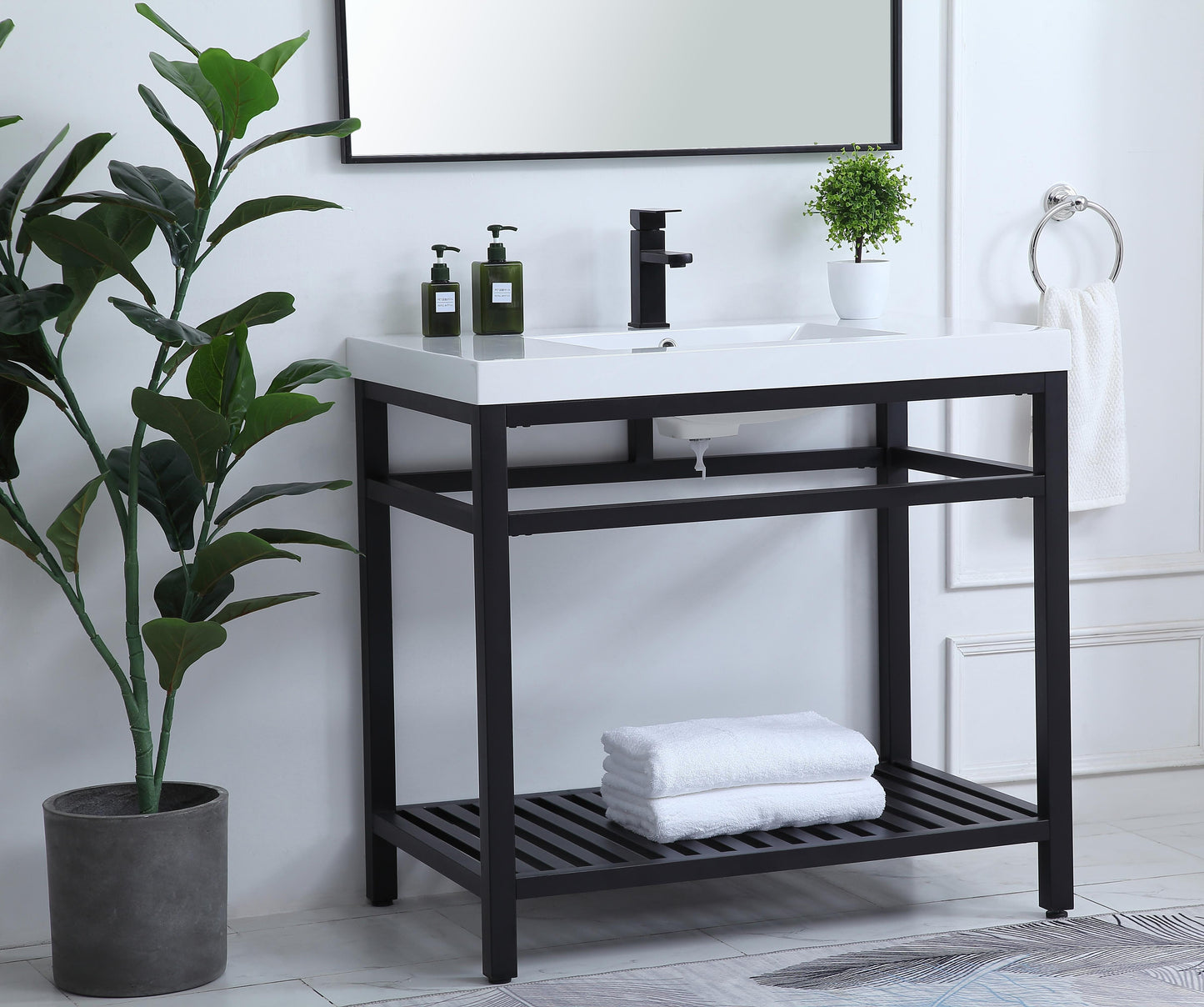 36 inch Single Bathroom Metal Vanity in Black - BC1303634BK