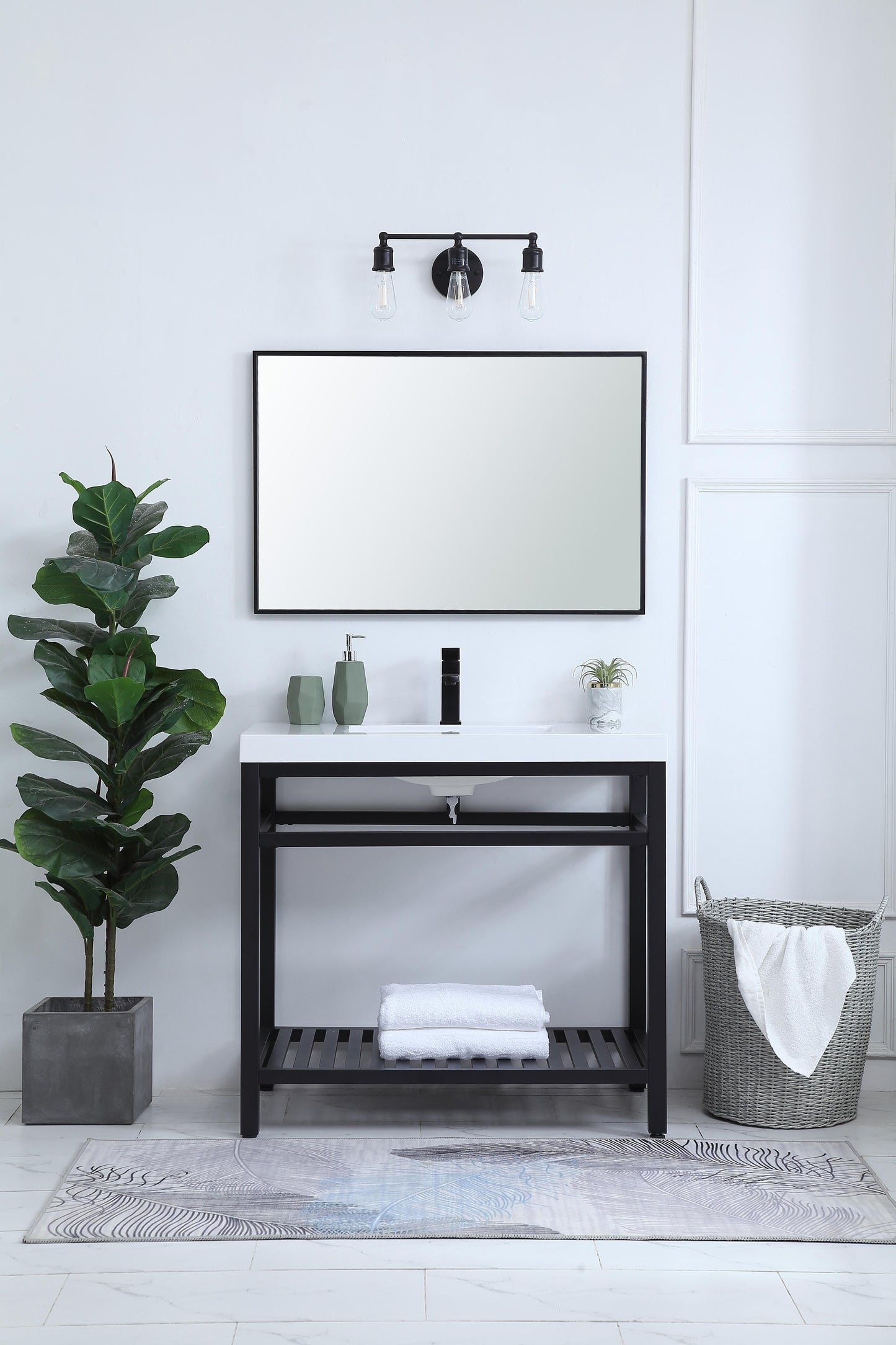 36 inch Single Bathroom Metal Vanity in Black - BC1303634BK