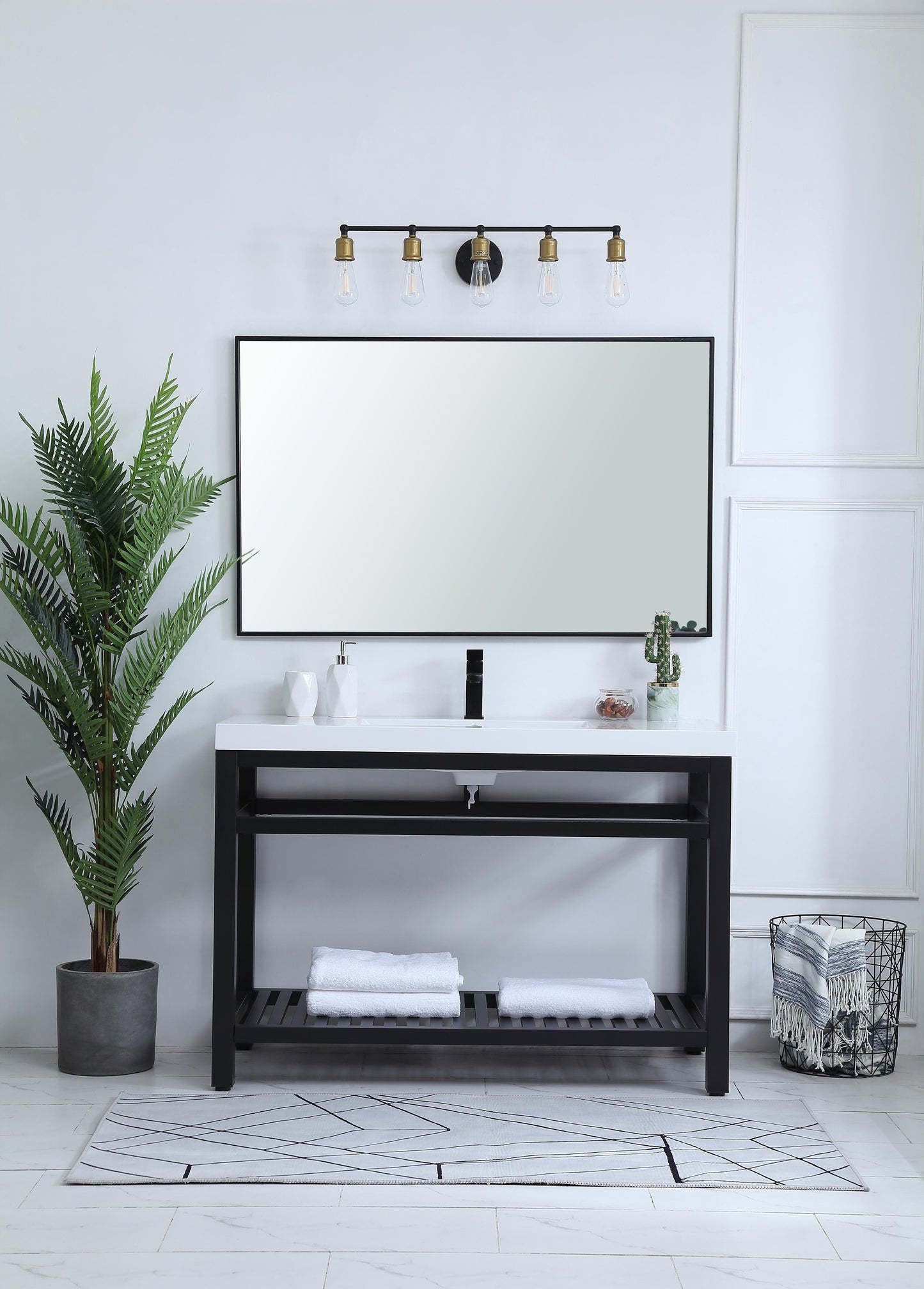 48 inch Single Bathroom Metal Vanity in Black - BC1304834BK