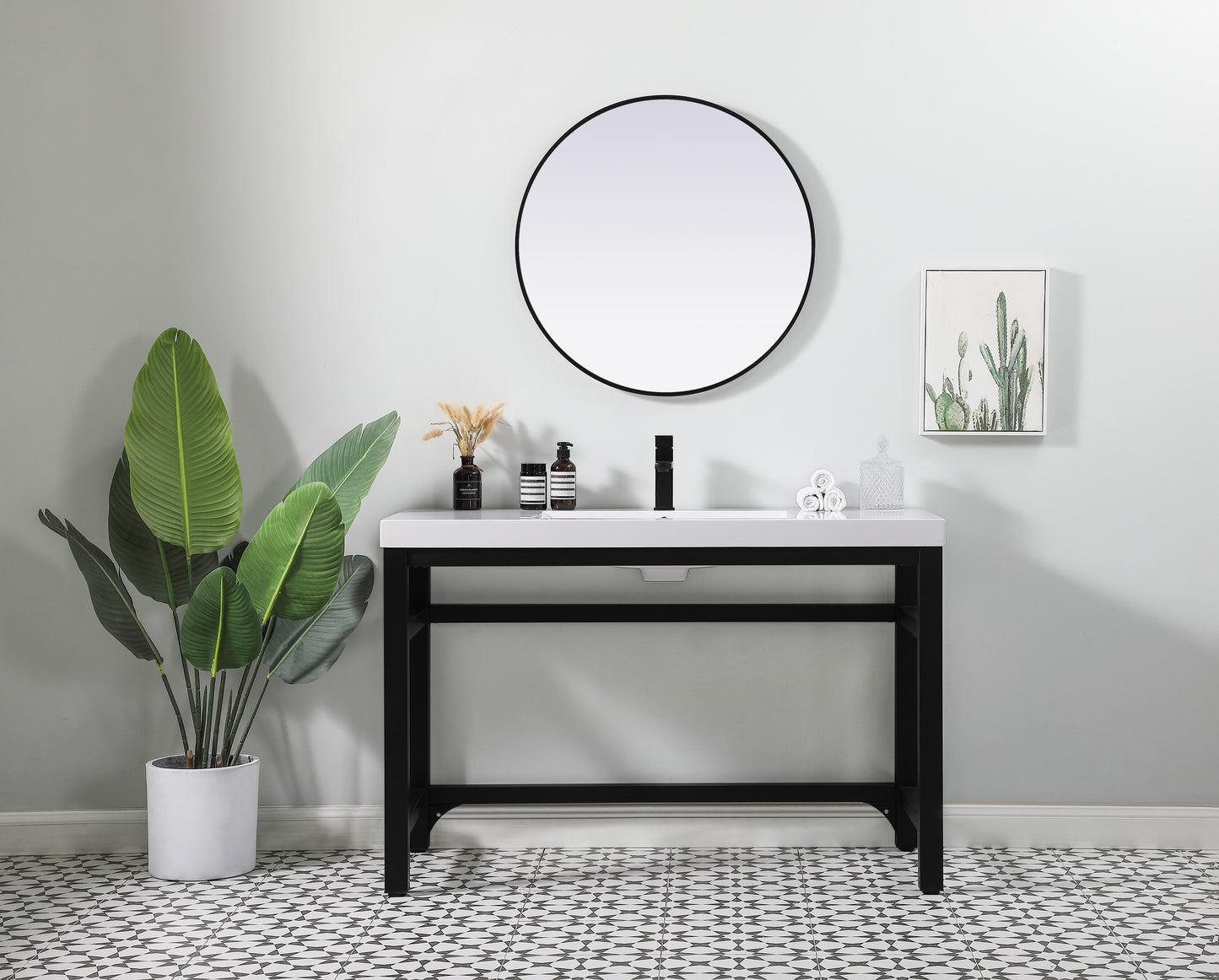 48 inch ADA Compliant Single Bathroom Metal Vanity in Black - BC1304832BK