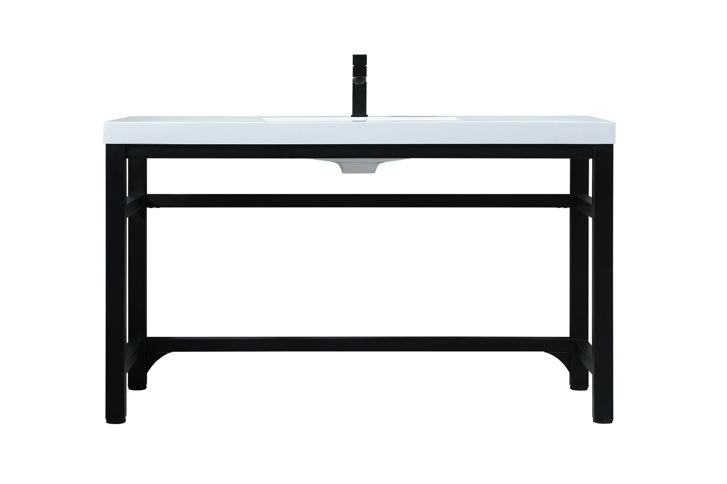 54 Inch ADA Compliant Single Bathroom Metal Vanity in Black - BC1305432BK