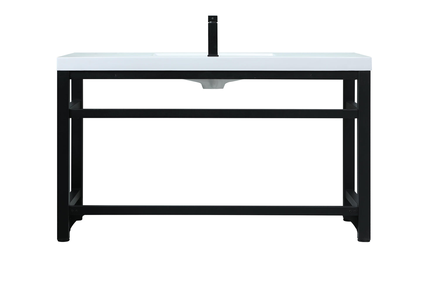 54 Inch ADA Compliant Single Bathroom Metal Vanity in Black - BC1305432BK