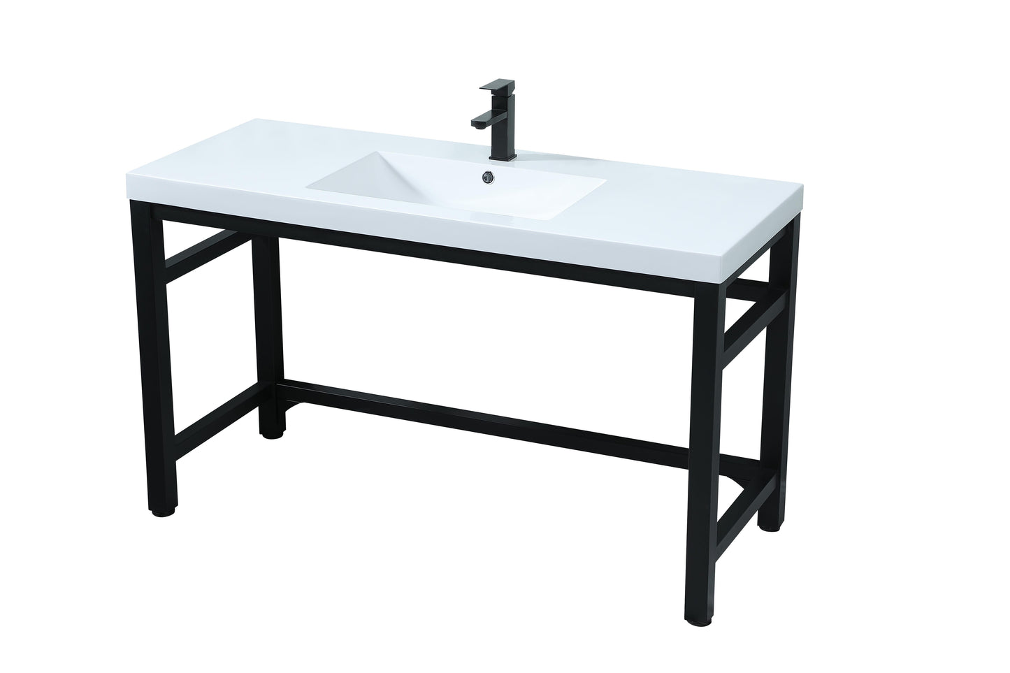 54 Inch ADA Compliant Single Bathroom Metal Vanity in Black - BC1305432BK