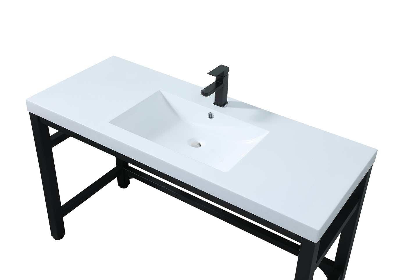 54 Inch ADA Compliant Single Bathroom Metal Vanity in Black - BC1305432BK