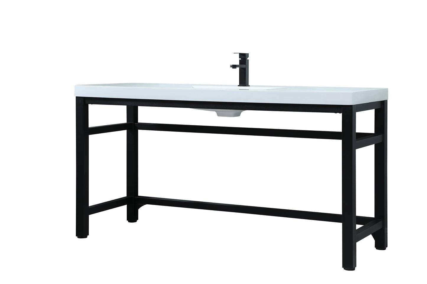 60 Inch ADA Compliant Single Bathroom Metal Vanity in Black - BC1306032BK